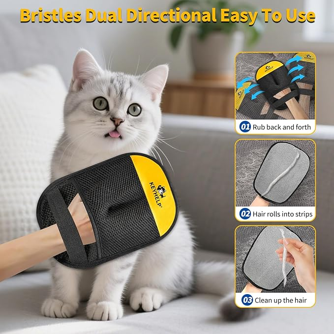 Pet Hair Removal Glove for Dogs & Cats