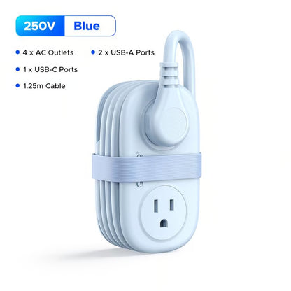 Travel Power Strip, ORICO 4 Outlets 3 USB Ports (1 USB C) with 4FT Wrapped Short Extension Cord Small Power Strip